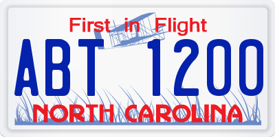 NC license plate ABT1200