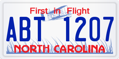 NC license plate ABT1207