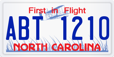 NC license plate ABT1210