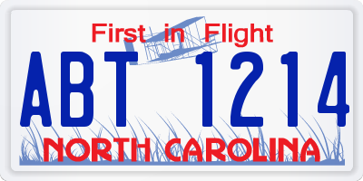 NC license plate ABT1214