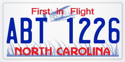 NC license plate ABT1226