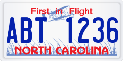NC license plate ABT1236