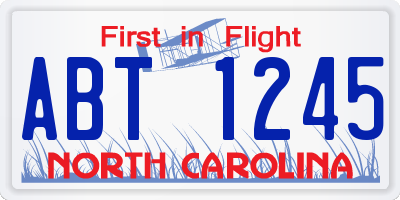 NC license plate ABT1245