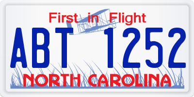NC license plate ABT1252