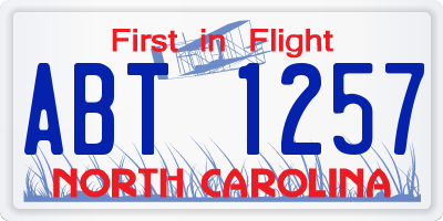NC license plate ABT1257