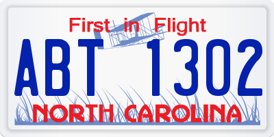 NC license plate ABT1302