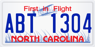 NC license plate ABT1304