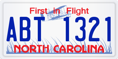 NC license plate ABT1321
