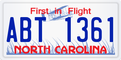NC license plate ABT1361