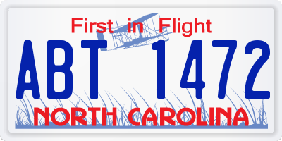 NC license plate ABT1472