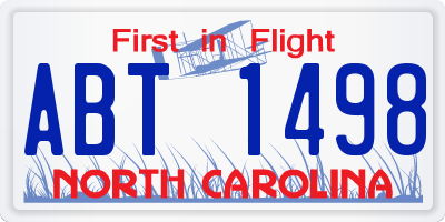 NC license plate ABT1498