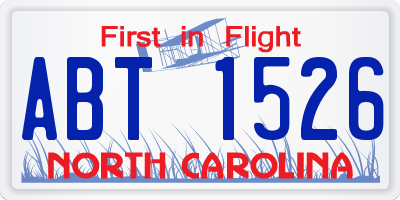 NC license plate ABT1526