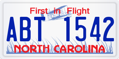NC license plate ABT1542