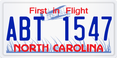 NC license plate ABT1547