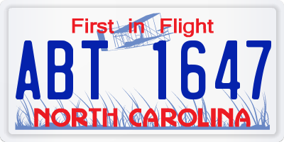 NC license plate ABT1647