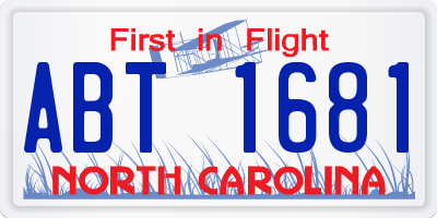 NC license plate ABT1681