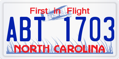 NC license plate ABT1703