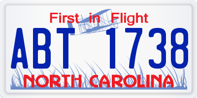 NC license plate ABT1738