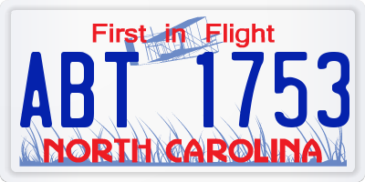 NC license plate ABT1753