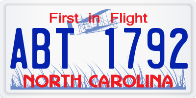 NC license plate ABT1792