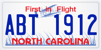 NC license plate ABT1912