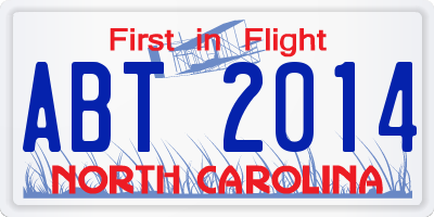 NC license plate ABT2014