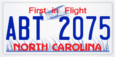NC license plate ABT2075