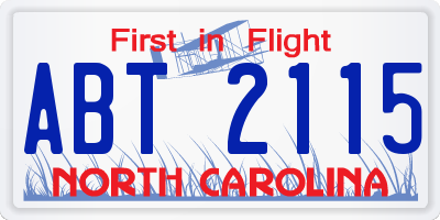 NC license plate ABT2115