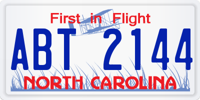NC license plate ABT2144