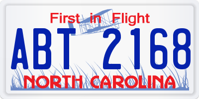 NC license plate ABT2168