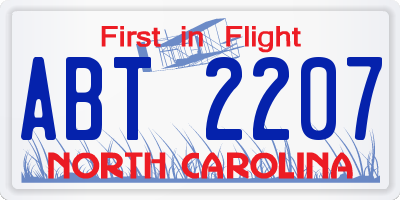 NC license plate ABT2207