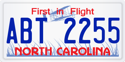 NC license plate ABT2255