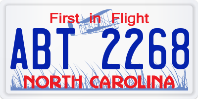 NC license plate ABT2268