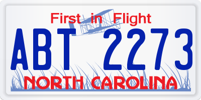 NC license plate ABT2273