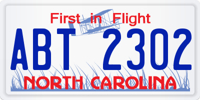 NC license plate ABT2302