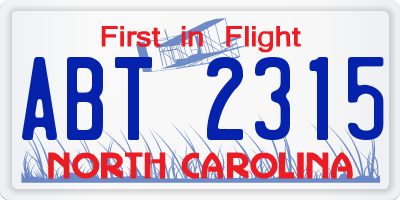 NC license plate ABT2315