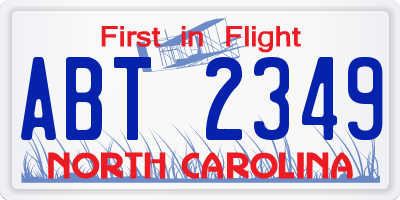 NC license plate ABT2349