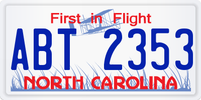 NC license plate ABT2353