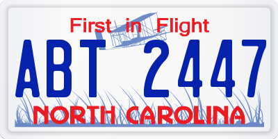 NC license plate ABT2447