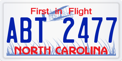 NC license plate ABT2477