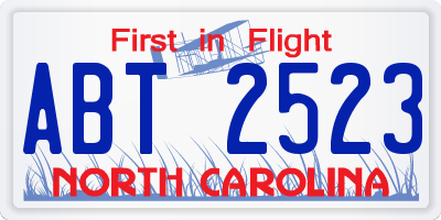 NC license plate ABT2523