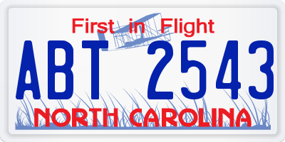 NC license plate ABT2543