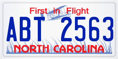 NC license plate ABT2563