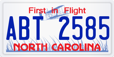 NC license plate ABT2585