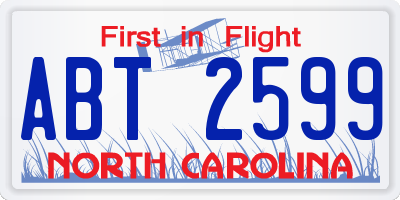 NC license plate ABT2599