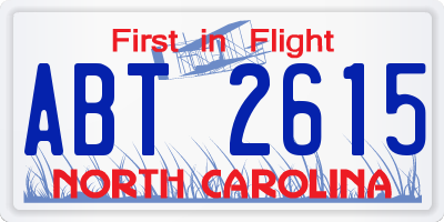 NC license plate ABT2615