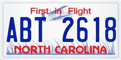 NC license plate ABT2618