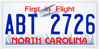 NC license plate ABT2726