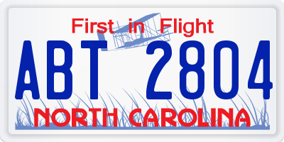 NC license plate ABT2804