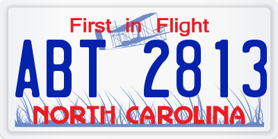 NC license plate ABT2813